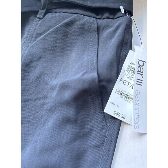 Bar III Women's Petite Tie-Waist High-Rise Tapered-Leg Deep Black Pants PL - Picture 3 of 9